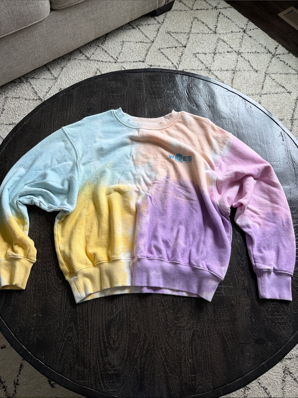Billabong Pastel Tie-Dye Crewneck Sweater - Blue, Yellow, Pink, Purple